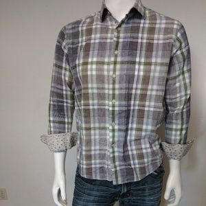 Tallia linen shirt with flowers cuffs sized 15 1\2